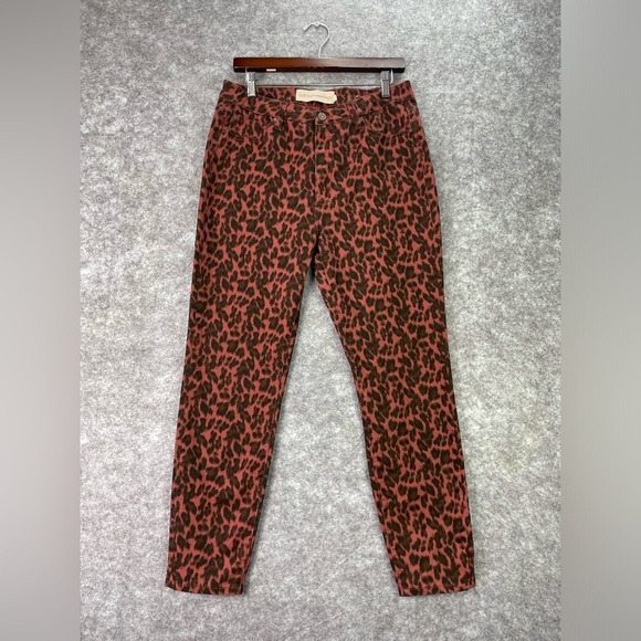 Soft Surroundings Women’s Pants 12 The Ultimate High Rise Leopard Skinny Jeans - Picture 1 of 10